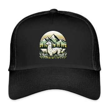 Bergsteiger Lama: Abenteuer in den Höhen - Trucker Cap - Schwarz/Schwarz - Vorne