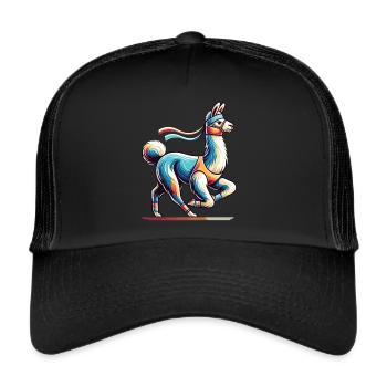Laufendes Lama: Fitness mit Stil - Trucker Cap - Schwarz/Schwarz - Vorne