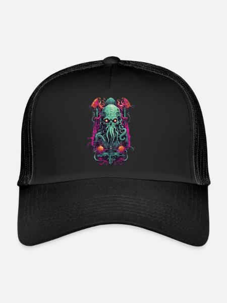 Gothique Cthulhu démon Halloween monstre Design - Casquette trucker  - noir/noir - Devant