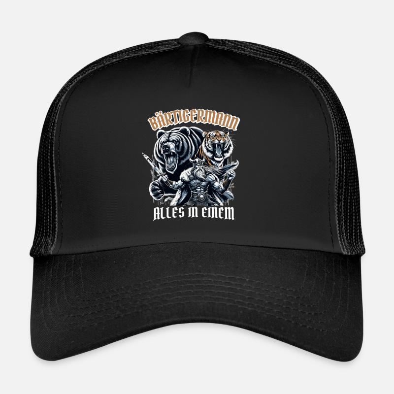 Bärtigermann alles in einem Wikinger - Trucker Cap - Schwarz/Schwarz