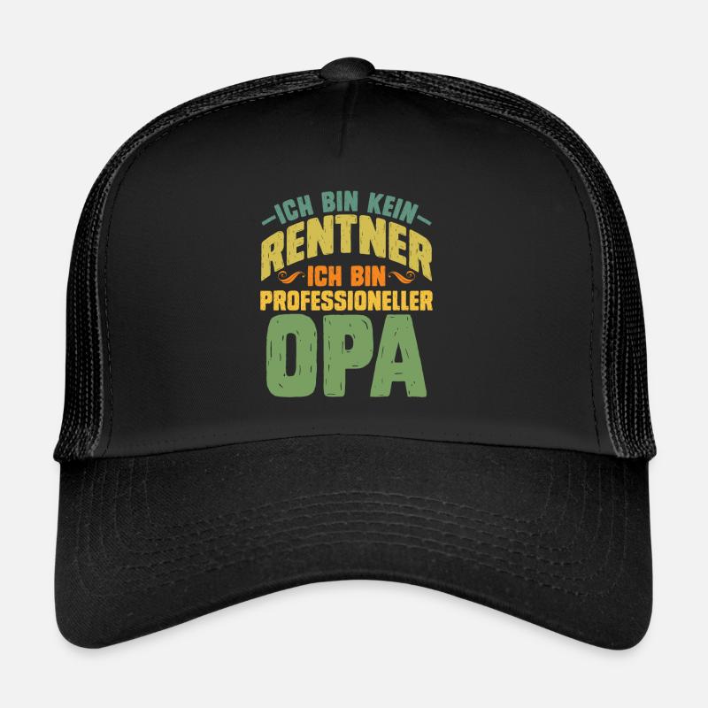 Rente Bin Kein Rentner Bin Professioneller Opa - Trucker Cap - Schwarz/Schwarz