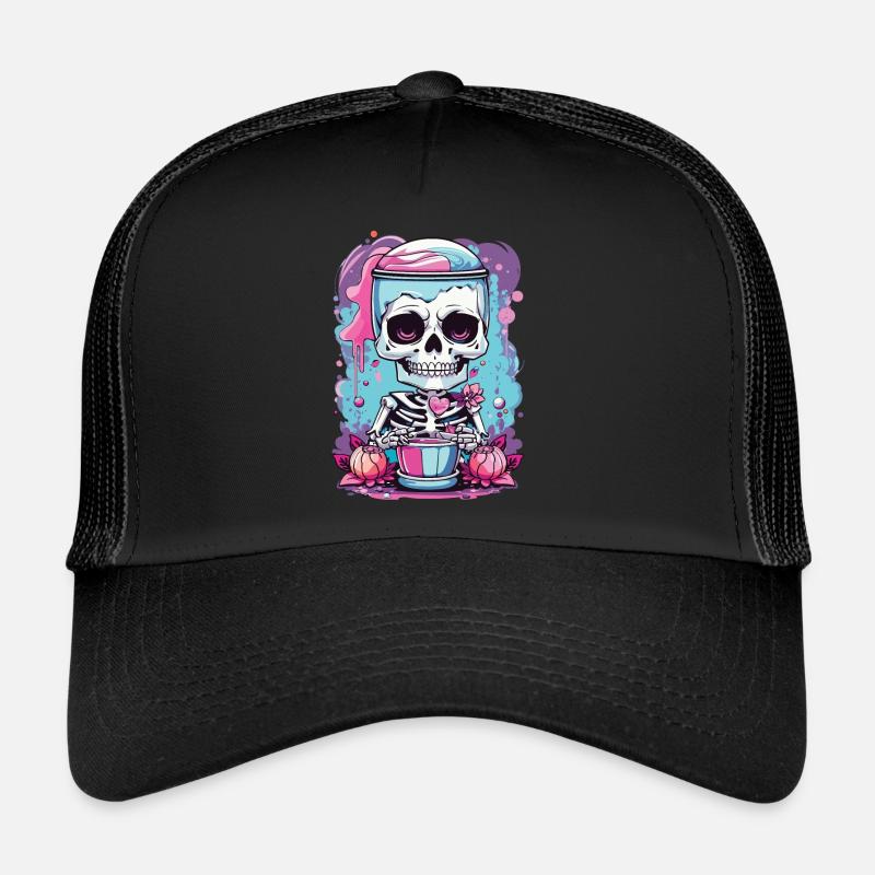 Kawaii Goth Pastel squelette Milkshake Design Casquette trucker 