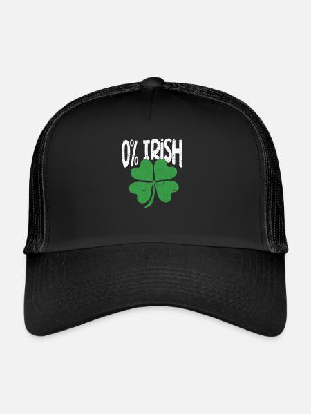 0% Trèfle irlandais Drôle de la Saint-Patrick - Casquette trucker  - noir/noir - Devant