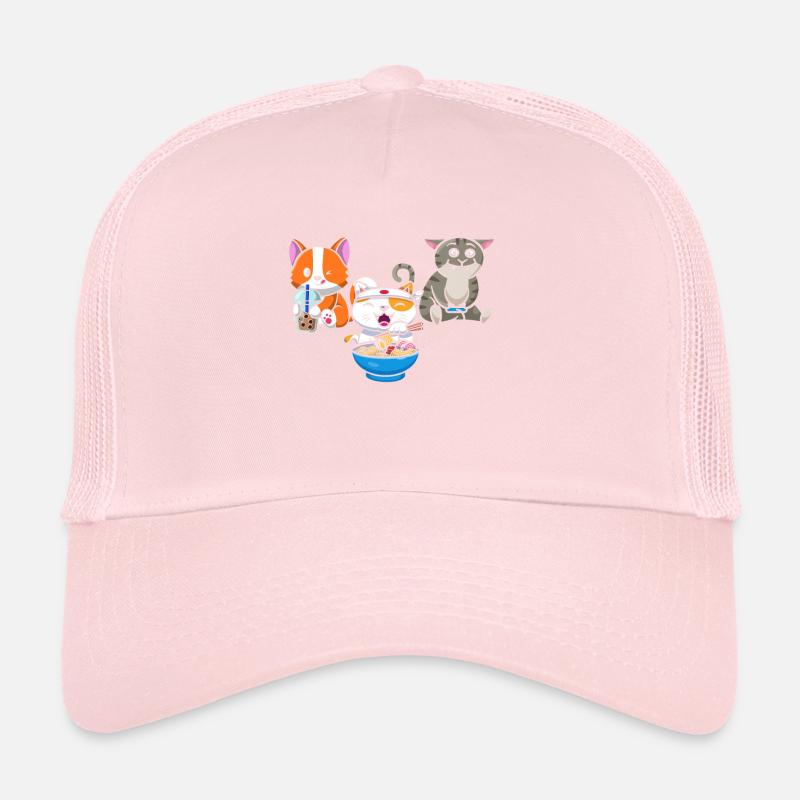Cat Boba Tea Bubble Tea Gaming Gamer Ramen Anime Trucker Cap