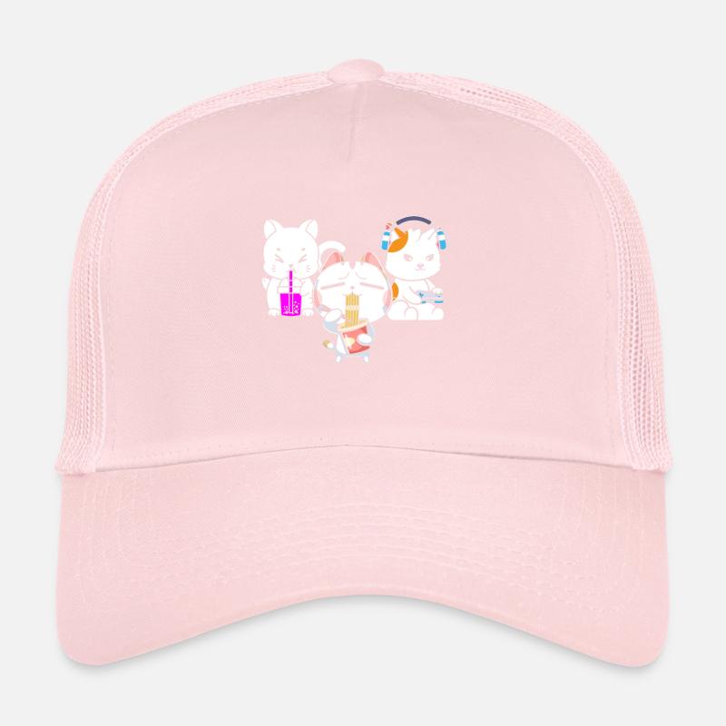 Cat Boba Tea Bubble Tea Gaming Gamer Ramen Anime Trucker Cap
