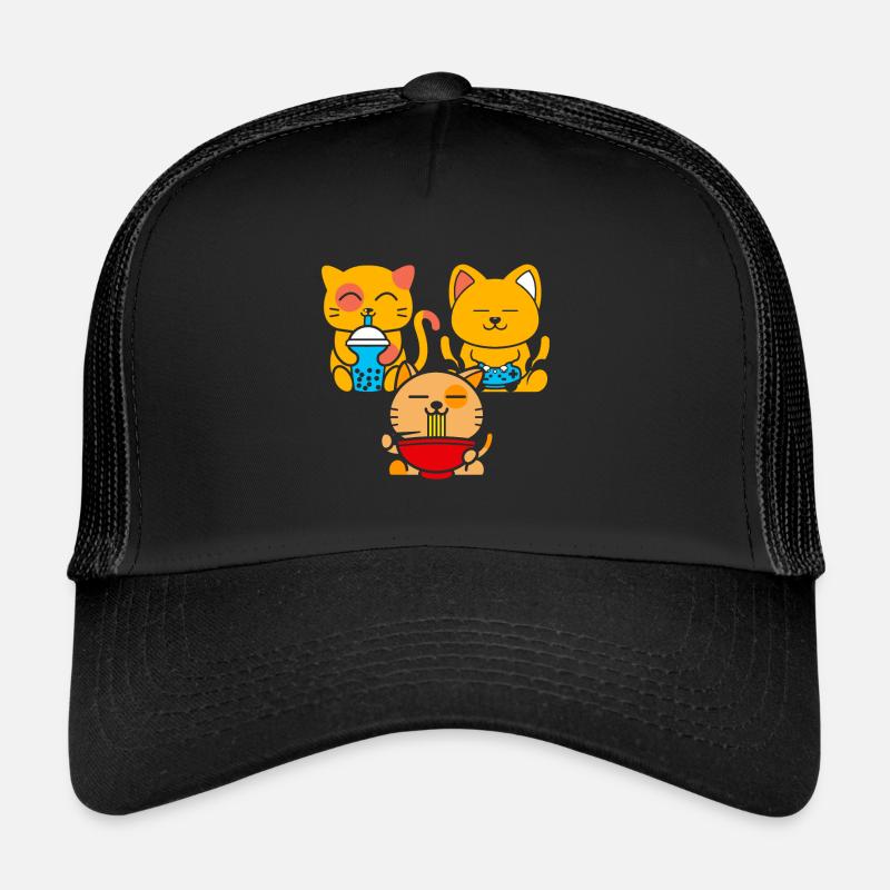 Cat Boba Tea Bubble Tea Gaming Gamer Ramen Anime Trucker Cap