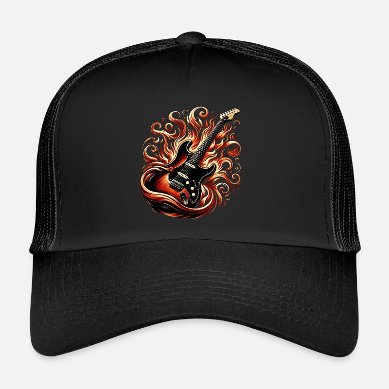 Electric Guitar with Flames Trucker Cap