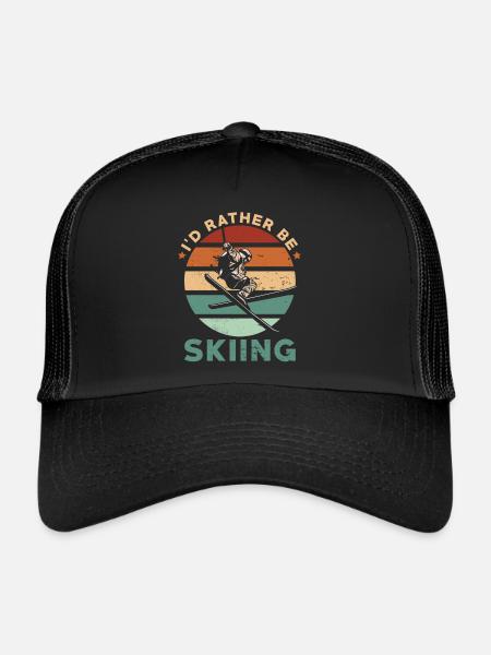 Passionné de ski Skieur rétro vintage skieur - Casquette trucker  - noir/noir - Devant