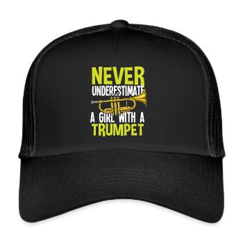 Trompete Trompeter Trompeten Spieler - Trucker Cap - Schwarz/Schwarz - Vorne