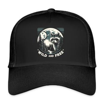 Wild and Free: Raccoon in nature - Trucker Cap - black/black - Front