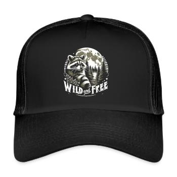 Moonlit Night Raccoon: Forest Secrets - Trucker Cap - black/black - Front