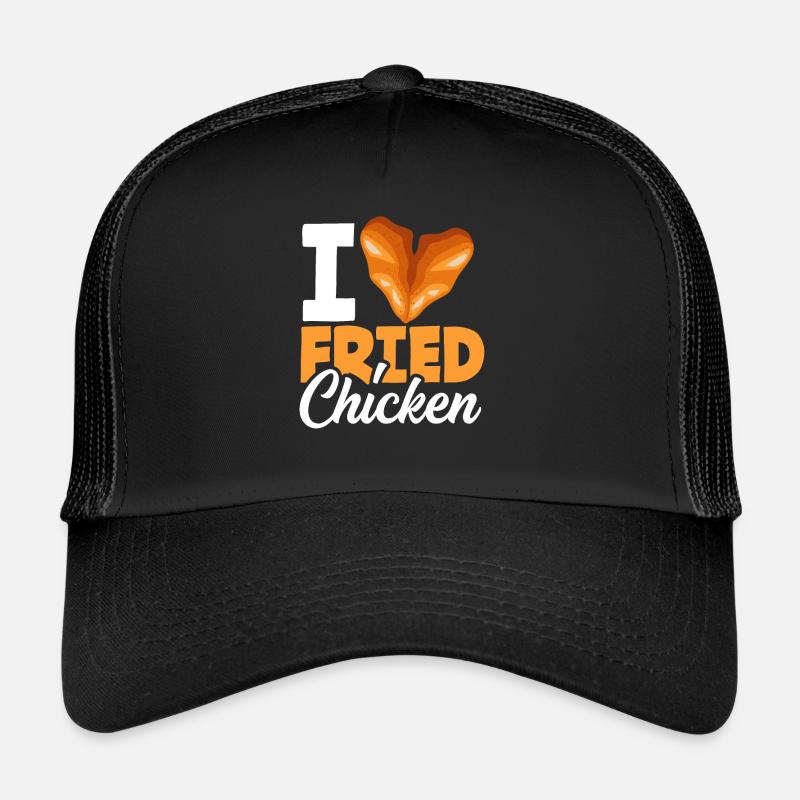 Herz Liebe Fried Chicken - Trucker Cap - Schwarz/Schwarz