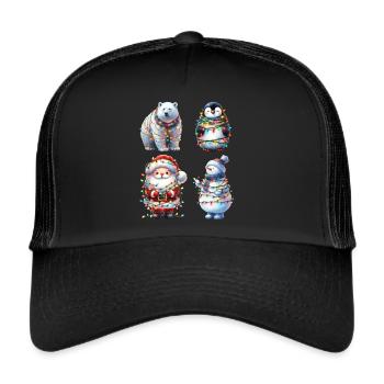 Quatre amis avec des guirlandes lumineuses - Casquette trucker  - noir/noir - Devant