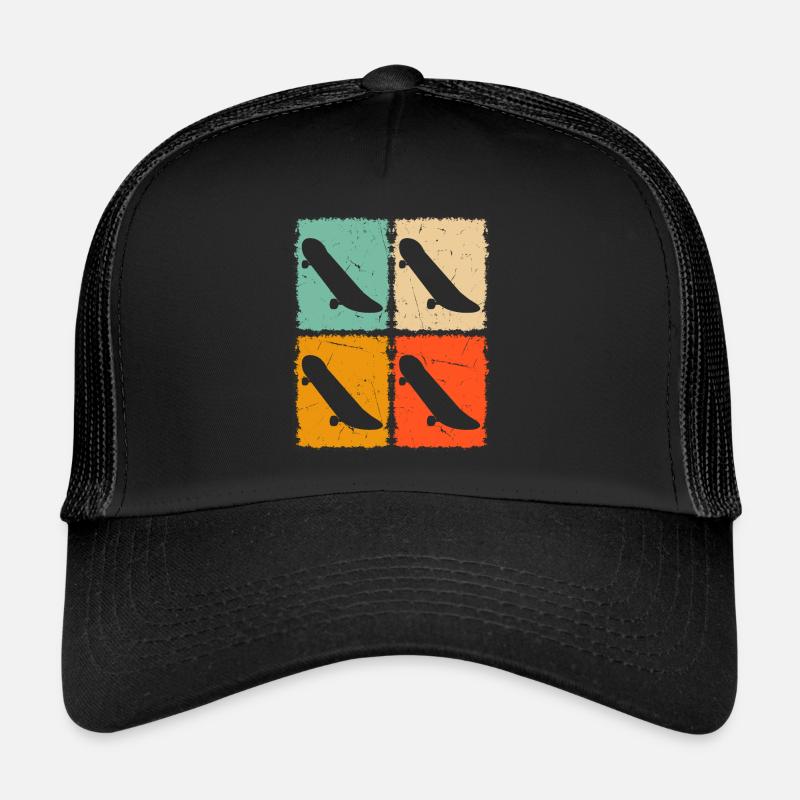 Retro Skateboarding Skateboarder Retro Skateboards - Trucker Cap - Schwarz/Schwarz