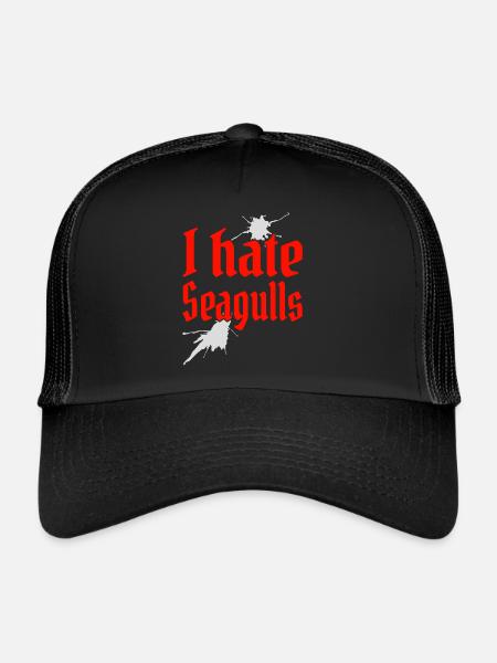 I hate seagulls I hate seagulls sailor captain - Trucker Cap - black/black - Front