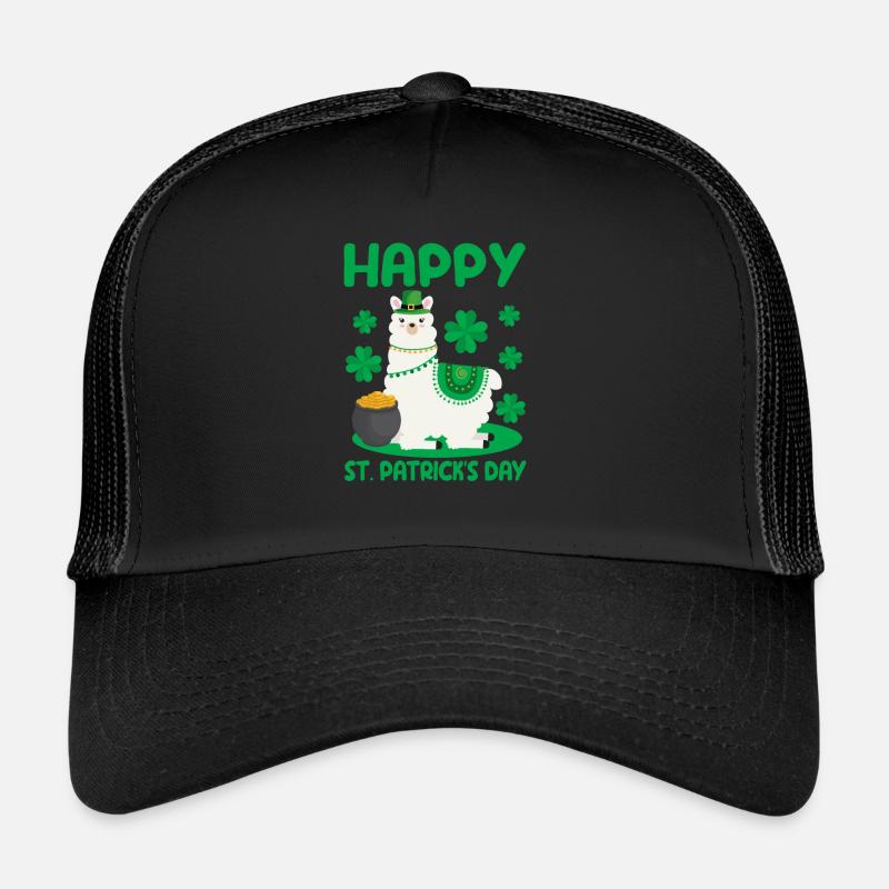 Happy St. Patrick's Day Llama Green Alpaca Lucky Trucker Cap