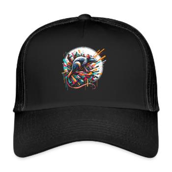 Rat d’art de rue : dynamique du graffiti - Casquette trucker  - noir/noir - Devant