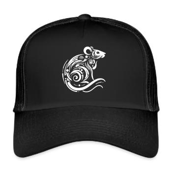 Rat in Abstraction: Artful Lines - Trucker Cap - black/black - Front