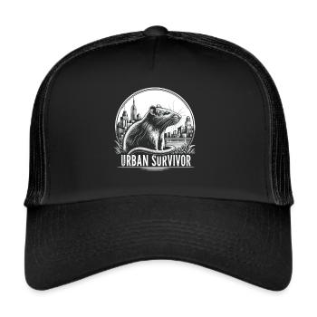 Überlebenskünstler Ratte: Städtische Natur - Trucker Cap - Schwarz/Schwarz - Vorne