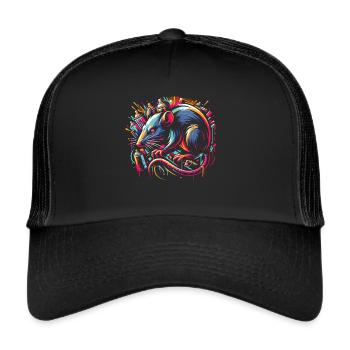 Rat dans la jungle du graffiti : l’art urbain - Casquette trucker  - noir/noir - Devant
