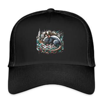 Urban Rat: Graffiti-Wand Meister - Trucker Cap - Schwarz/Schwarz - Vorne
