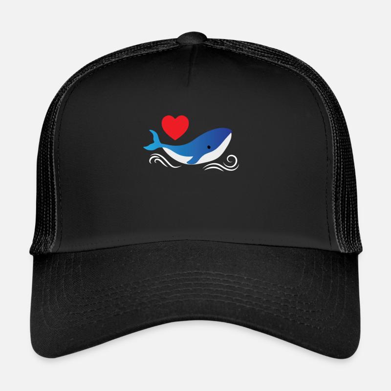 Blue Whale Heart Whale Sea Trucker Cap