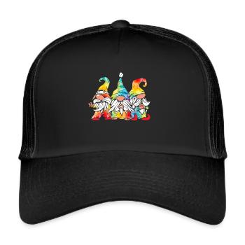 Three Hippie Gnomes Groovy Bandage Dye Gnomies - Trucker Cap - black/black - Front