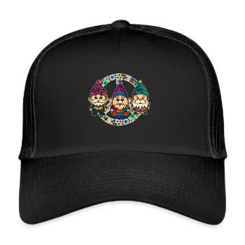 Three Hippie Gnomes Groovy Bandage Dye Gnomies - Trucker Cap - black/black - Front