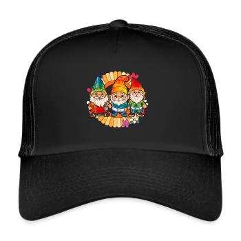 Three Hippie Gnomes Groovy Bandage Dye Gnomies - Trucker Cap - black/black - Front