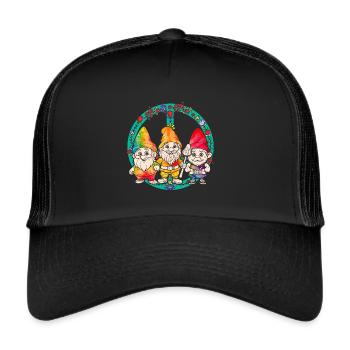 Three Hippie Gnomes Groovy Bandage Dye Gnomies - Trucker Cap - black/black - Front