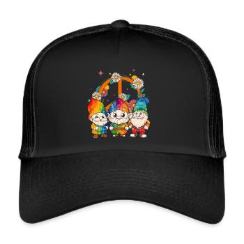 Three Hippie Gnomes Groovy Bandage Dye Gnomies - Trucker Cap - black/black - Front