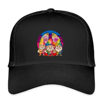 Three Hippie Gnomes Groovy Bandage Dye Gnomies - Trucker Cap - black/black - Front