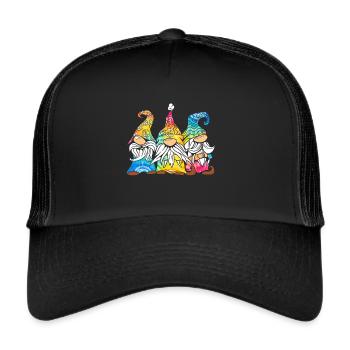 Three Hippie Gnomes Groovy Bandage Dye Gnomies - Trucker Cap - black/black - Front