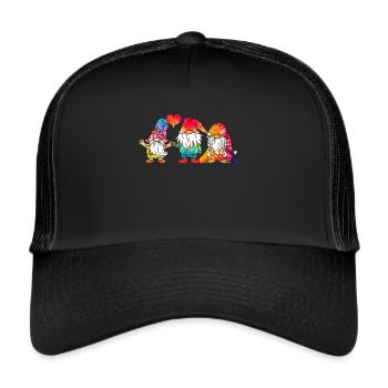 Three Hippie Gnomes Groovy Bandage Dye Gnomies - Trucker Cap - black/black - Front