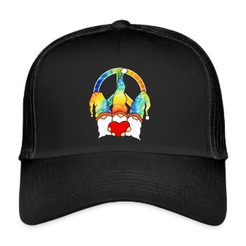Three Hippie Gnomes Groovy Bandage Dye Gnomies - Trucker Cap - black/black - Front
