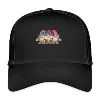 Three Hippie Gnomes Groovy Bandage Dye Gnomies - Trucker Cap - black/black - Front