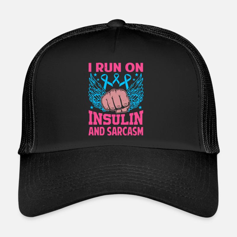 I Run On Insulin And Sarcasm - Trucker Cap - Schwarz/Schwarz