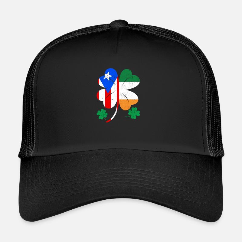 Drapeau portoricain irlandais trèfle d’Irlande Casquette trucker 