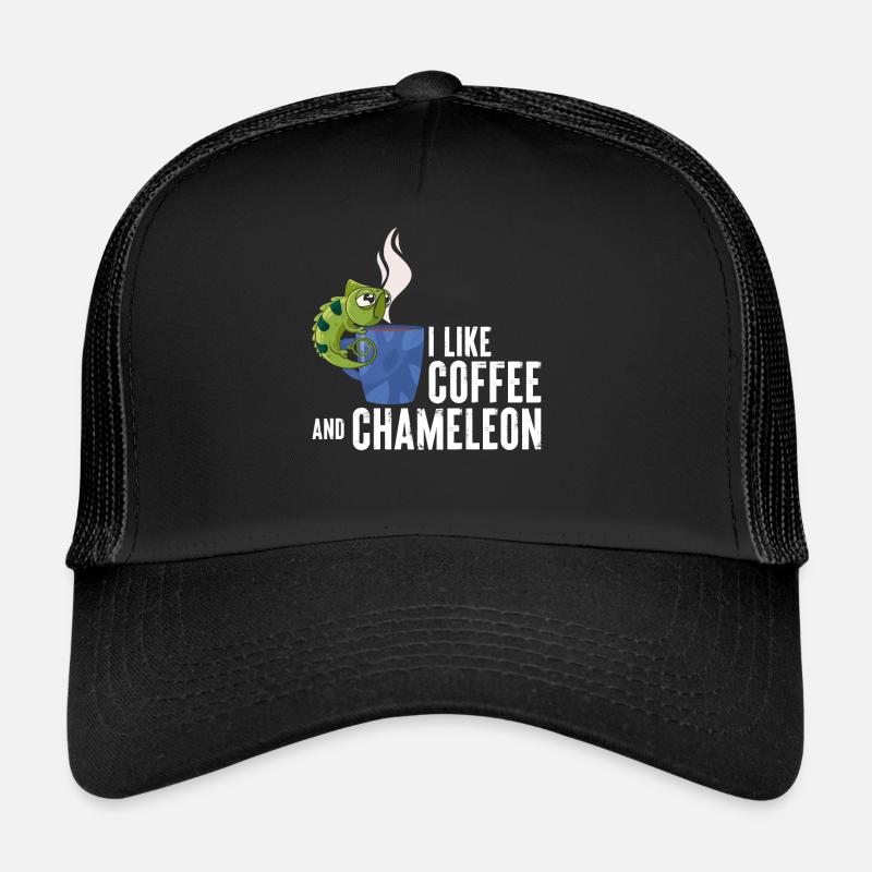 J’aime le café et le caméléon T-shirt Casquette trucker 