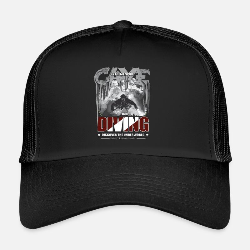 Höhlentauchen Cave Diving Geschenk Extremsport - Trucker Cap - Schwarz/Schwarz