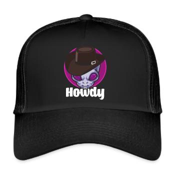 Howdy Alien Cowboy Space UFO Funny Western Rodeo - Trucker Cap - Schwarz/Schwarz - Vorne