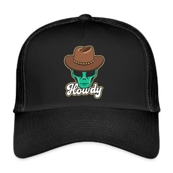 Howdy Alien Cowboy Space UFO Funny Western Rodeo - Trucker Cap - Schwarz/Schwarz - Vorne