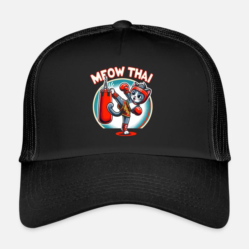 Muay Thai Kampfkunst Katze Miau Thai Thai Boxen - Trucker Cap - Schwarz/Schwarz