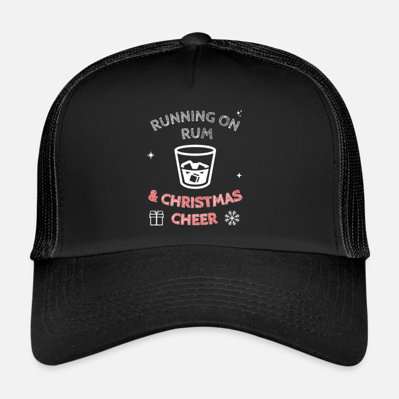 Running On Rum And Christmas Cheer Funny Festive Trucker Cap