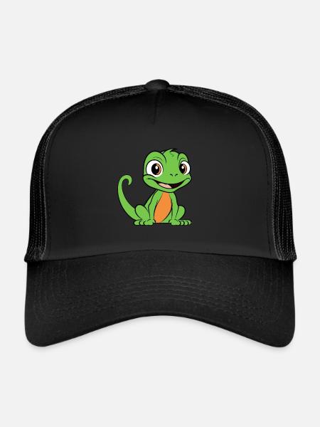 Humour petit lézard - Casquette trucker  - noir/noir - Devant