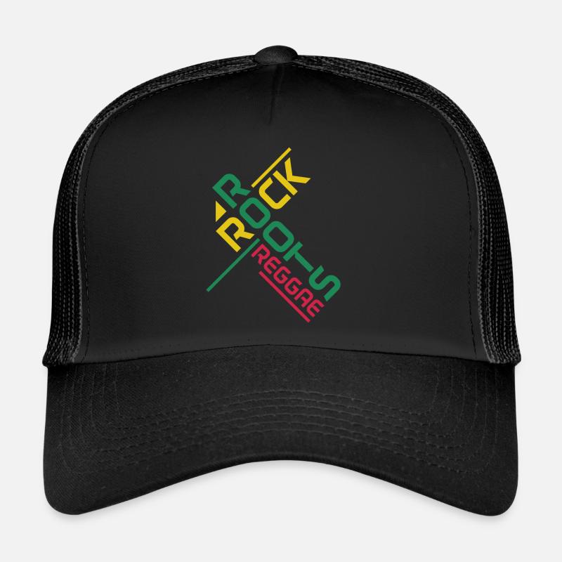 Reggae Musik Rastafari Jamaika - Trucker Cap - Schwarz/Schwarz