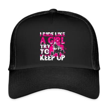Quadgirl ATV 4 Wheeler Off Roading Lover - Trucker Cap - Schwarz/Schwarz - Vorne