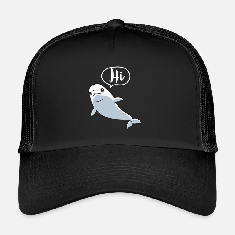 Baleine blanche Béluga - Casquette trucker  - noir/noir