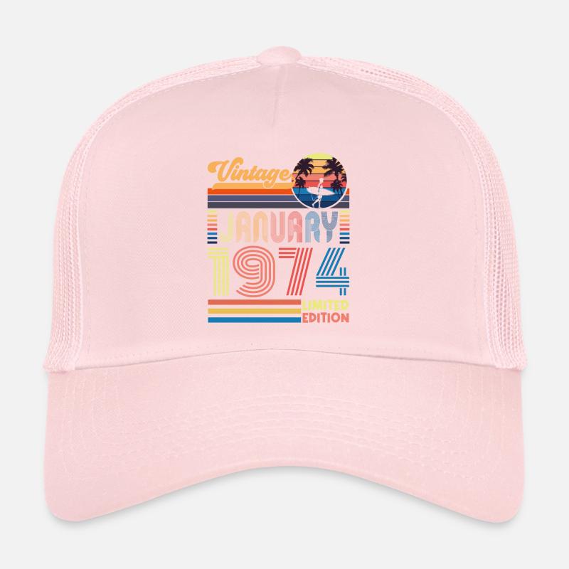 Anniversaire janvier 1974. Cadeau Janvier 1974. Casquette trucker 