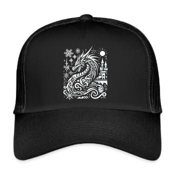 Dragon de glace dans la lueur de la neige - Casquette trucker  - noir/noir - Devant